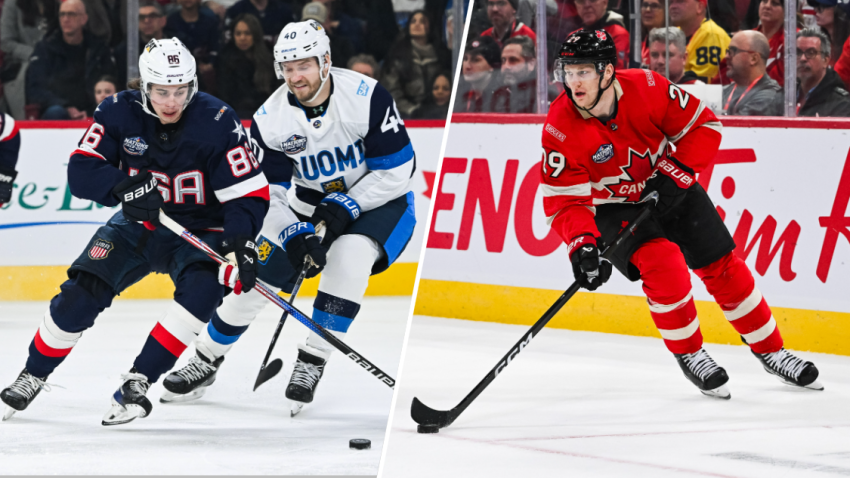 Jack Hughes leads Team USA against Nathan MacKinnon’s and Team Canada Saturday night in Montreal.