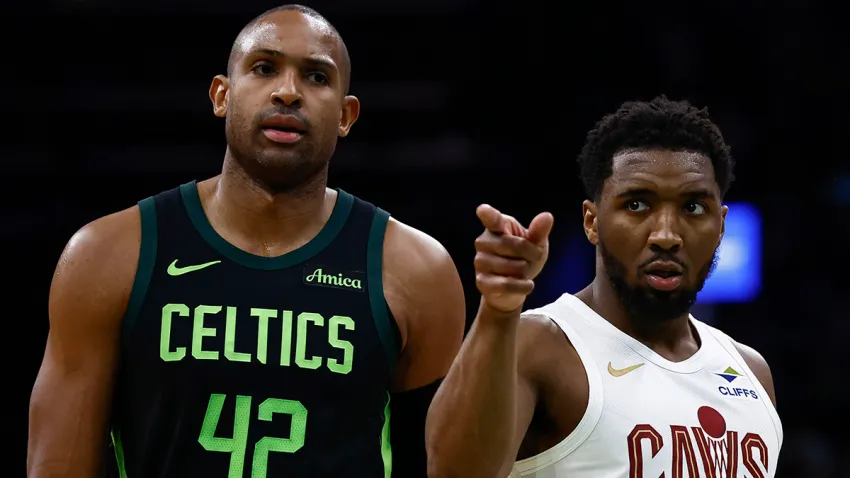 Celtics forward Al Horford and Cavs guard Donovan Mitchell