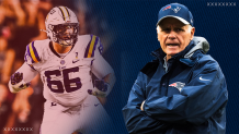 LSU offensive tackle Will Campbell and Patriots offensive line coach Dante Scarnecchia