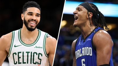 Celtics forward Jayson Tatum and Magic forward Paolo Banchero