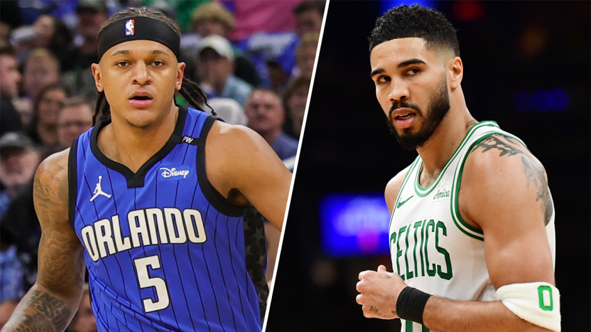 Magic forward Paolo Banchero and Celtics forward Jayson Tatum