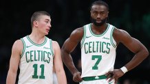 Celtics teammates Payton Pritchard and Jaylen Brown