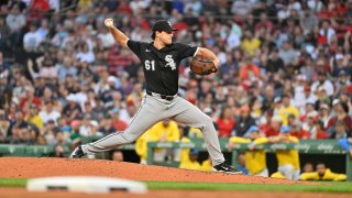 Chicago White Sox relief pitcher Mike Vasil pitches against the Boston Red Sox during the 10th inning at Fenway Park on Saturday, April 19, 2025.