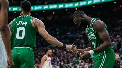 Celtics teammates Jayson Tatum and Jaylen Brown