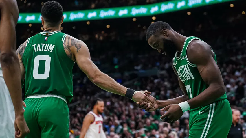 Celtics teammates Jayson Tatum and Jaylen Brown