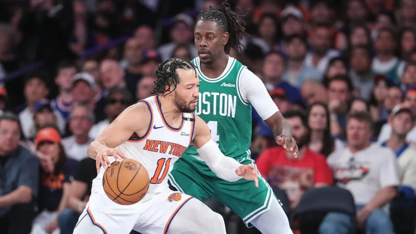 Celtics guard Jrue Holiday and Knicks guard Jalen Brunson