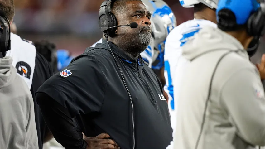 Detroit Lions defensive line coach Terrell Williams watches a play against San Francisco 49ers during the second half at Levi’s Stadium in Santa Clara, Calif. on Monday, Dec. 30, 2024.