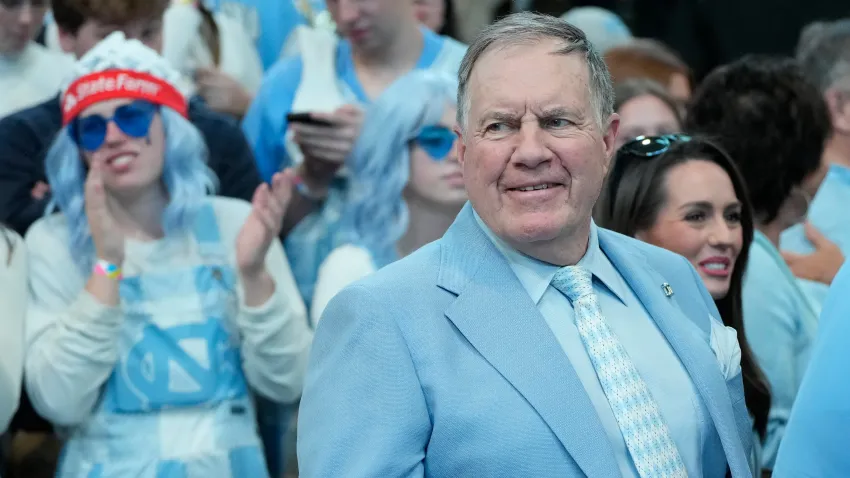 Mar 8, 2025; Chapel Hill, North Carolina, USA; North Carolina Tar Heels football coach Bill Belichick before the game at Dean E. Smith Center. Mandatory Credit: Bob Donnan-Imagn Images