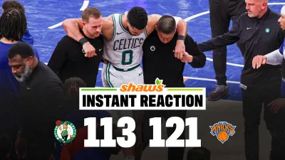 Jayson Tatum helped off court after suffering lower leg injury