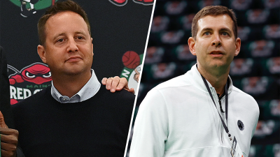 Celtics assistant GM Austin Ainge and president of basketball operations Brad Stevens