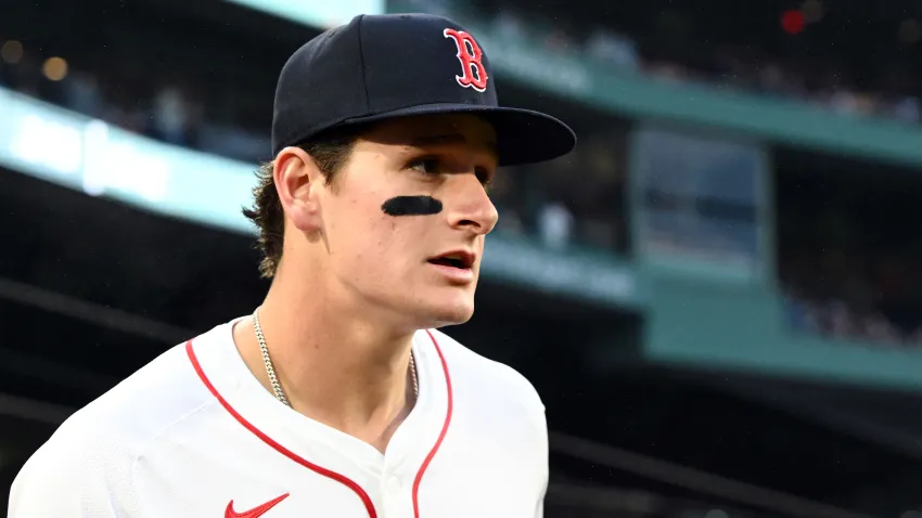 Jun 9, 2025; Boston, Massachusetts, USA; Boston Red Sox right fielder Roman Anthony (48) runs onto the field before a game against the Tampa Bay Rays at Fenway Park. Mandatory Credit: Brian Fluharty-Imagn Images