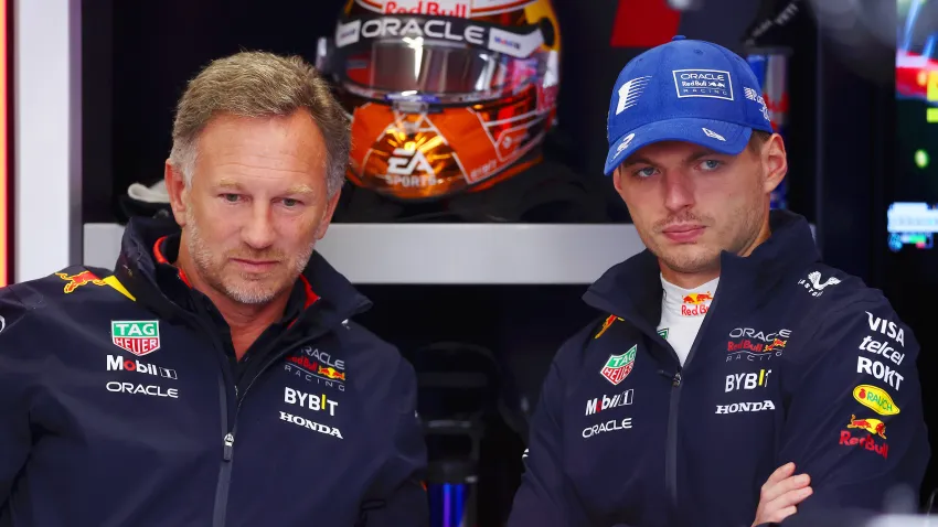 Christian Horner and Max Verstappen