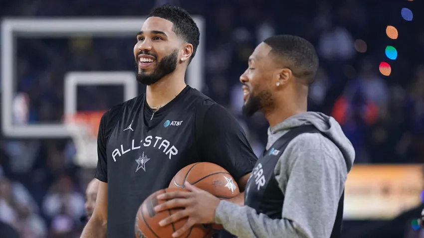 Celtics forward Jayson Tatum and Bucks guard Damian Lillard