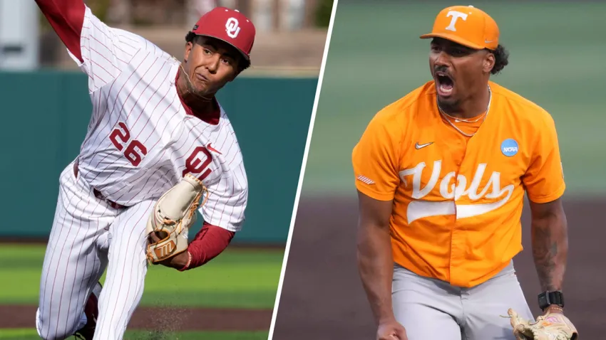 Oklahoma pitcher Kyson Witherspoon and Tennessee pitcher Marcus Phillips
