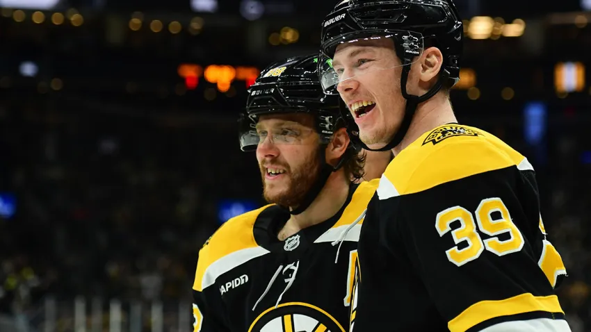 David Pastrnak and Morgan Geekie
