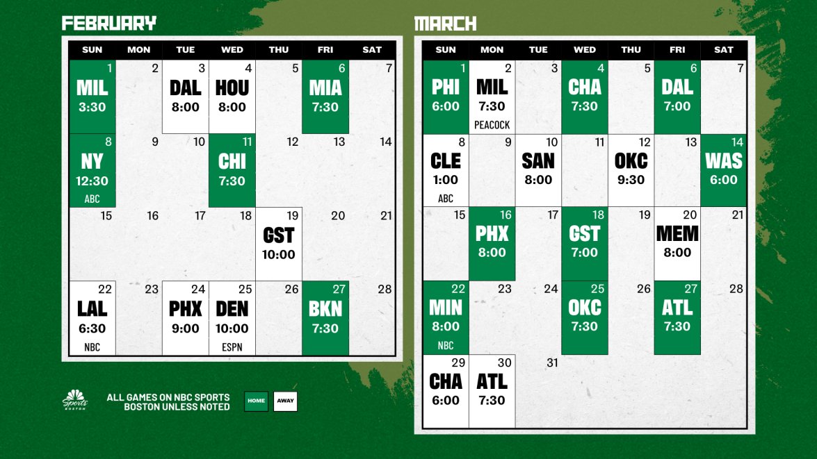 Celtics 2025-26 schedule with dates, opponents for every game – NBC