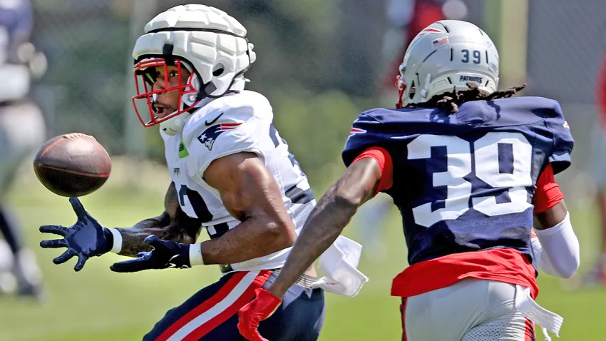 Patriots running back TreVeyon Henderson