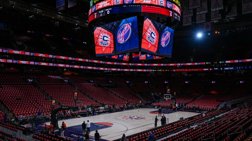 Jul 15, 2025; Boston, Massachusetts, USA; Wide view of TD Garden before the start of the game against the Connecticut Sun and Indiana Fever. Mandatory Credit: David Butler II-Imagn Images