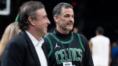Current Celtics owner Wyc Grousbeck and new Celtics owner Bill Chisholm