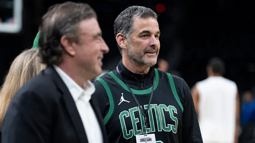 Current Celtics owner Wyc Grousbeck and new Celtics owner Bill Chisholm