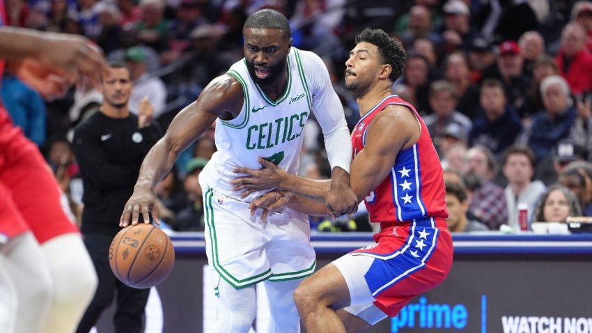 Boston Celtics forward Jaylen Brown, Philadelphia 76ers guard Quentin Grimes