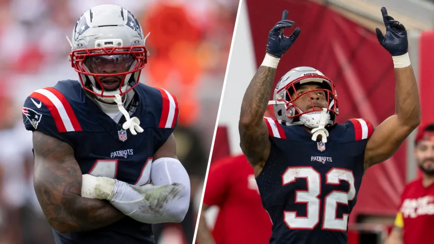 Patriots linebacker K'Lavon Chaisson, running back TreVeyon Henderson