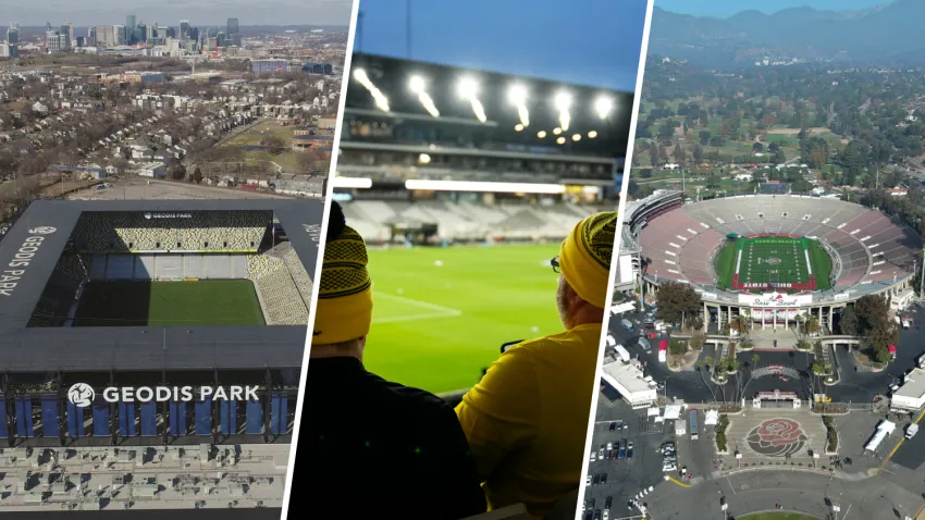Three of the soccer stadiums that will provide venues for the 2028 Olympics.