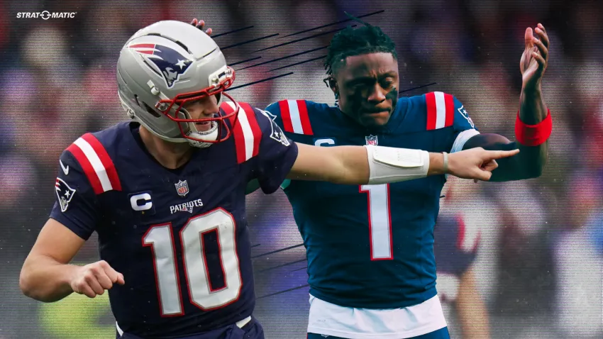 Patriots quarterback Drake Maye and wide receiver A.J. Brown