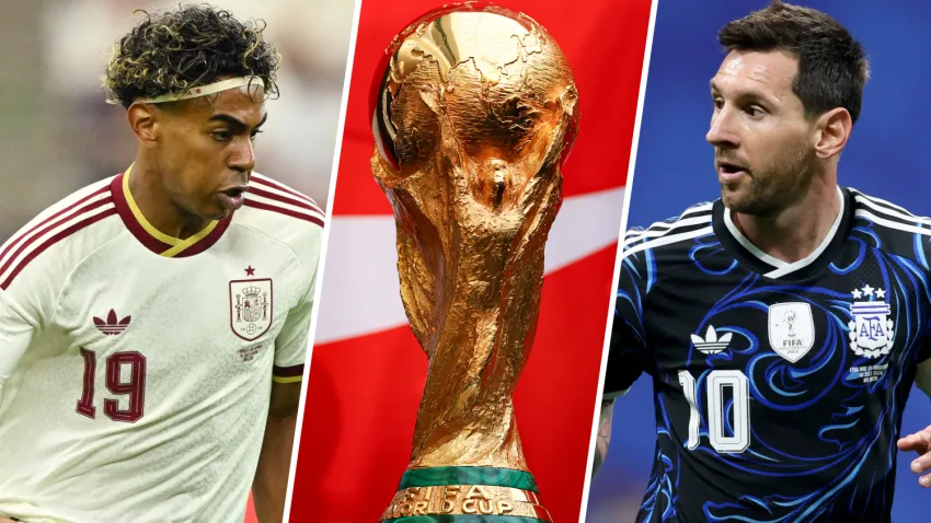 Lamine Yamal, the World Cup trophy and Lionel Messi