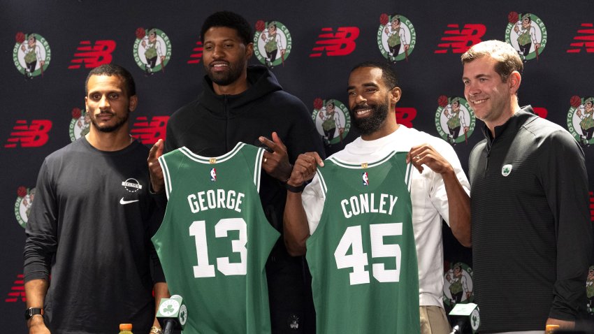 Joe Mazzulla, Paul George, Mike Conley, Brad Stevens