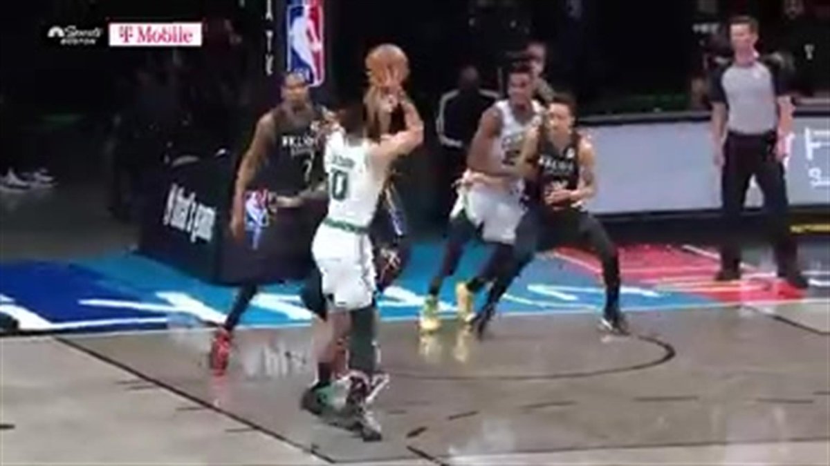 Jayson Tatum nails fadeaway shot over Nets after some fancy footwork ...