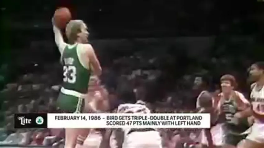 Celtics 75th Season: Bird scores 47 pts mainly left-handed